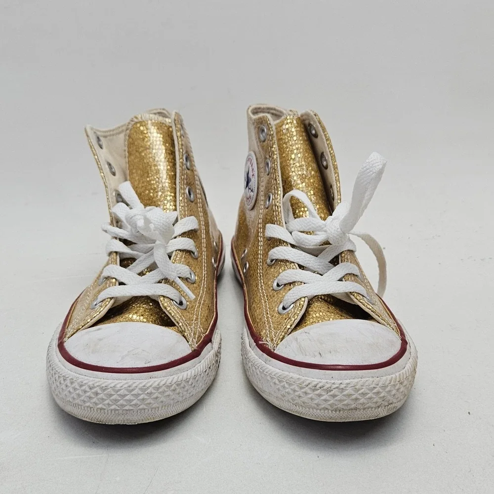 Converse Chuck Taylor All Star Gold Glitter High Top Sneakers 663625C Junior 2.5